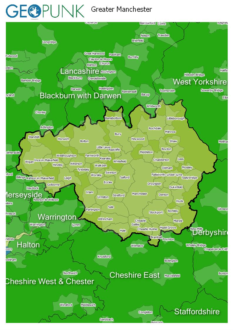 map of Greater Manchester