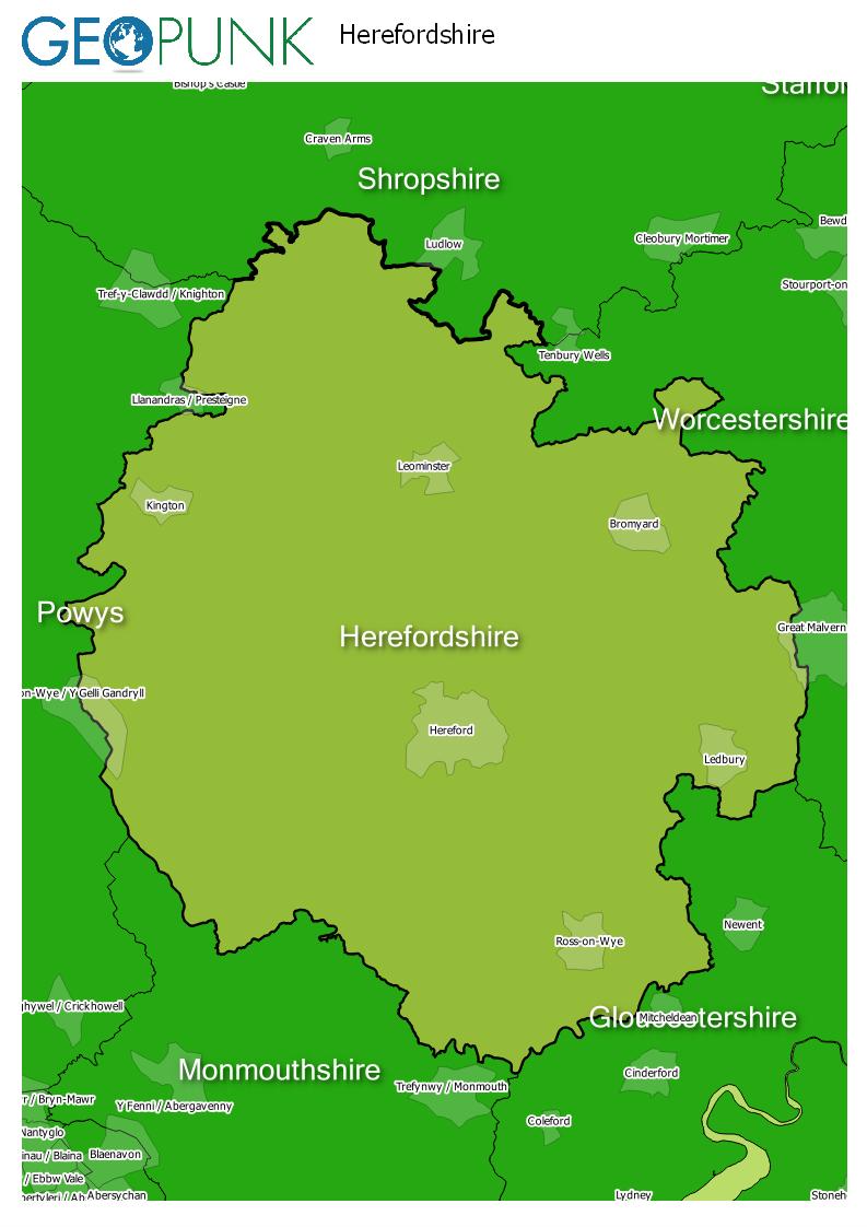 map of Herefordshire
