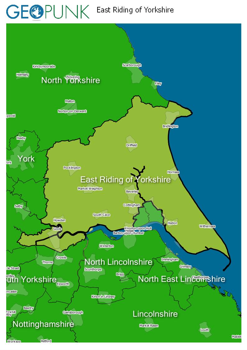map of East Riding Of Yorkshire