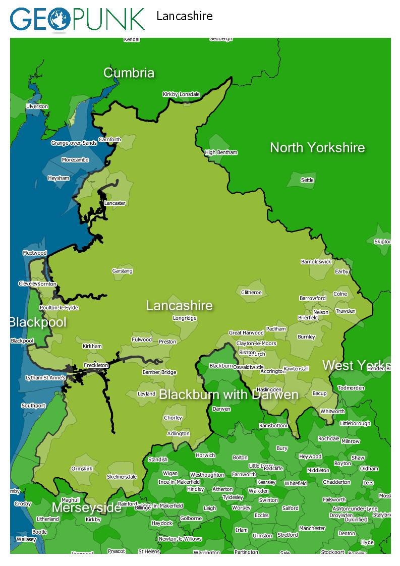 map of Lancashire