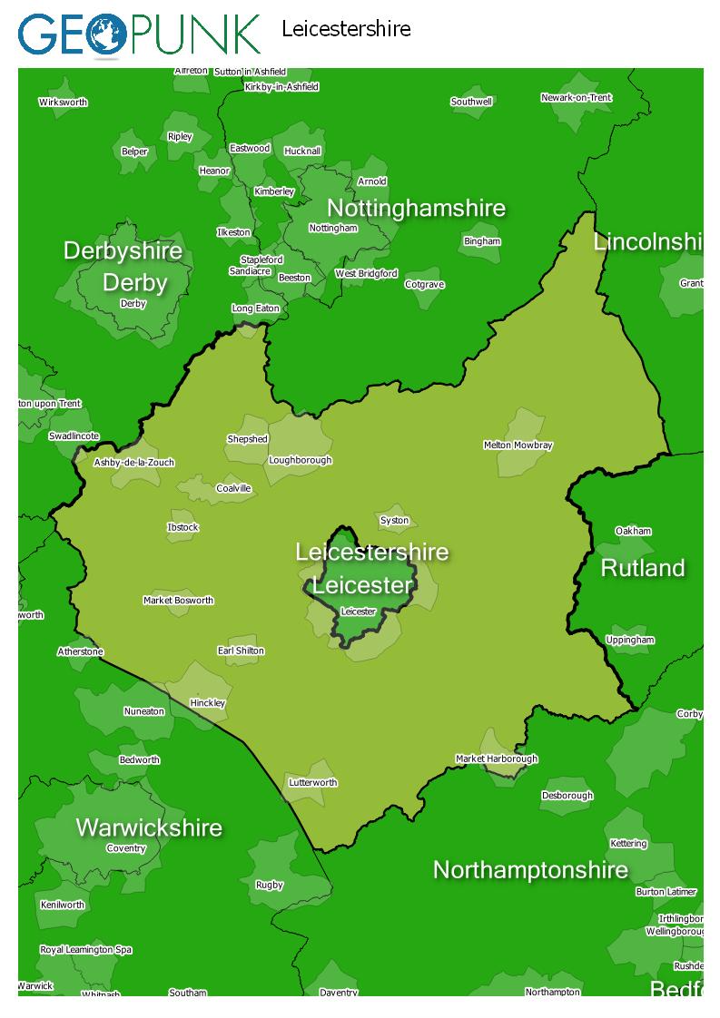map of Leicestershire