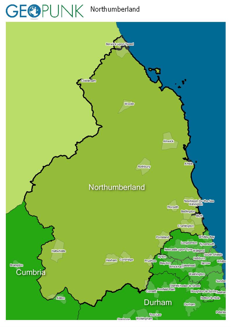 map of Northumberland