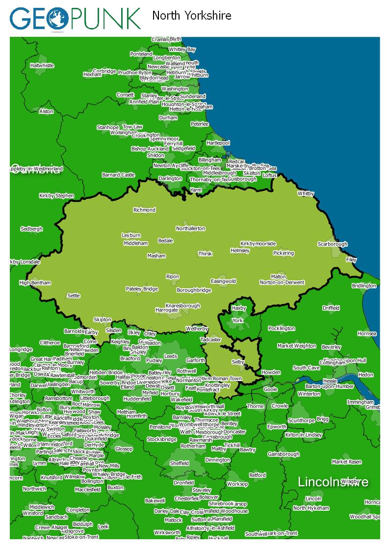 map of North Yorkshire
