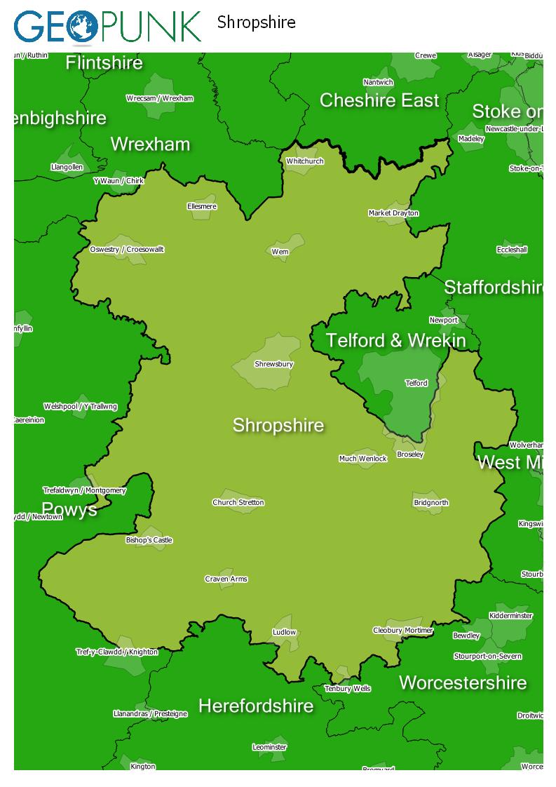 map of Shropshire