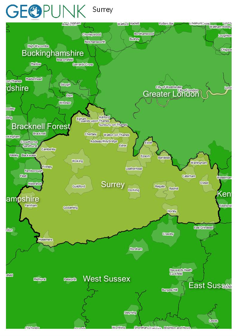 map of Surrey