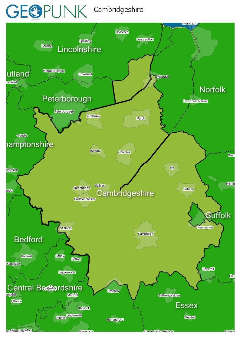 map of Cambridgeshire