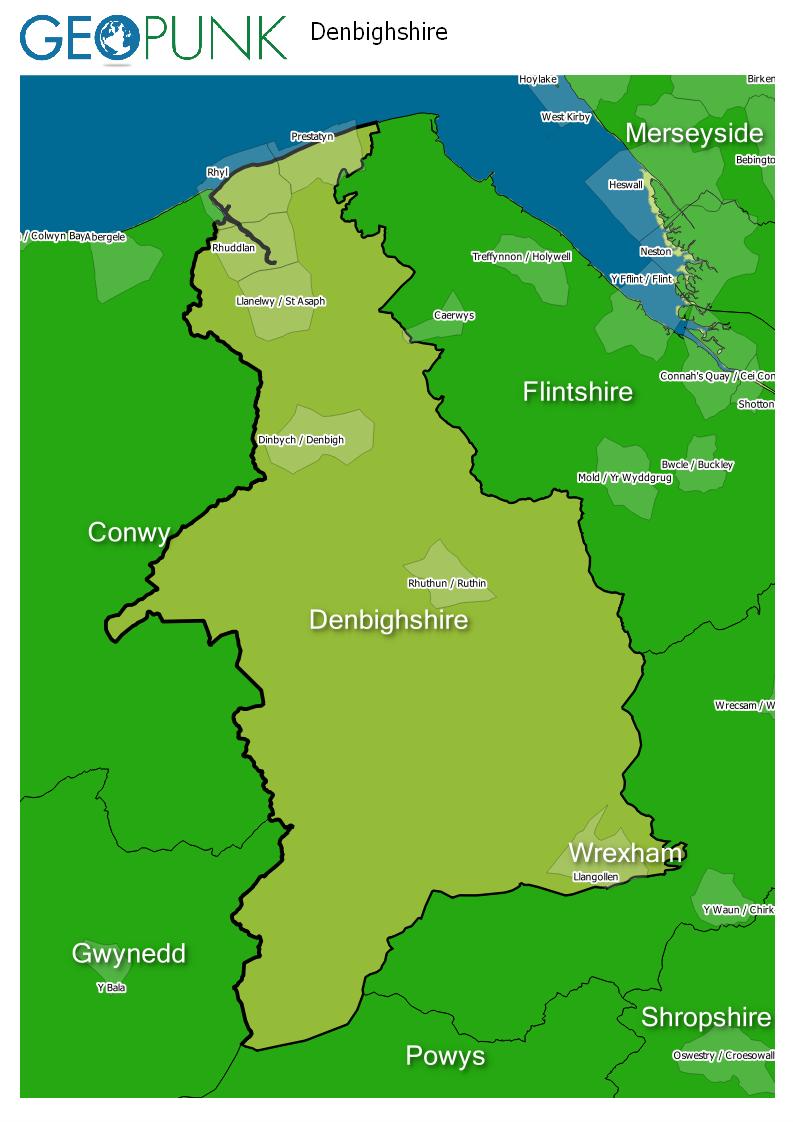 map of Denbighshire