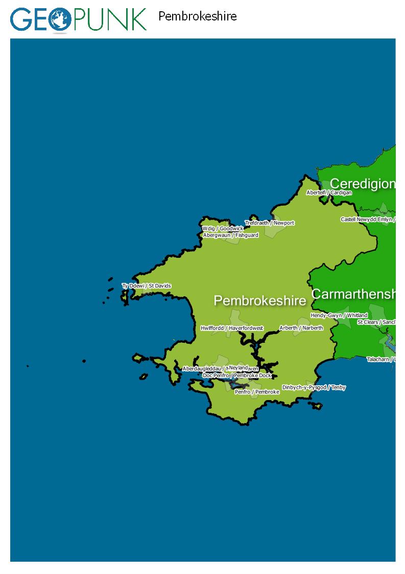 map of Pembrokeshire