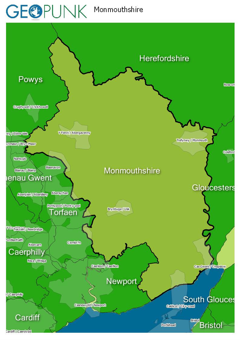 map of Monmouthshire