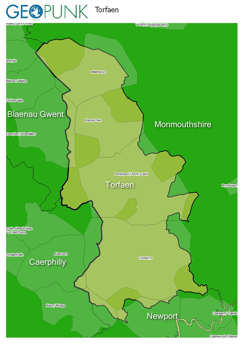 map of Torfaen