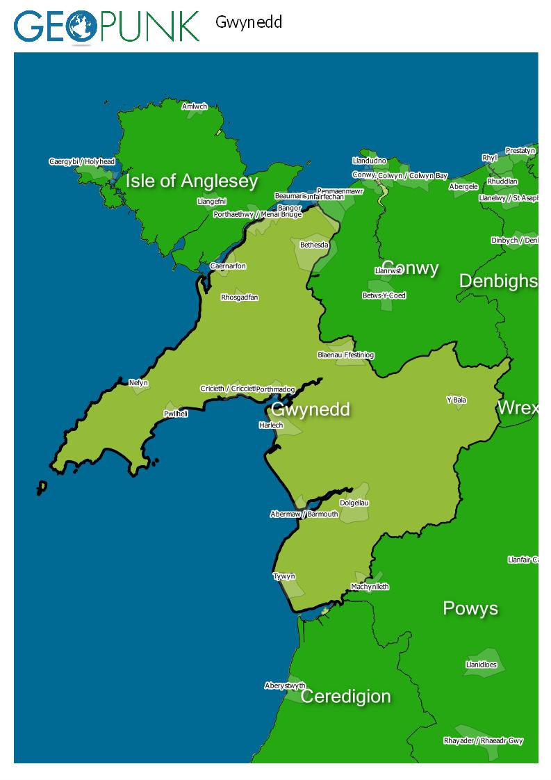 map of Gwynedd
