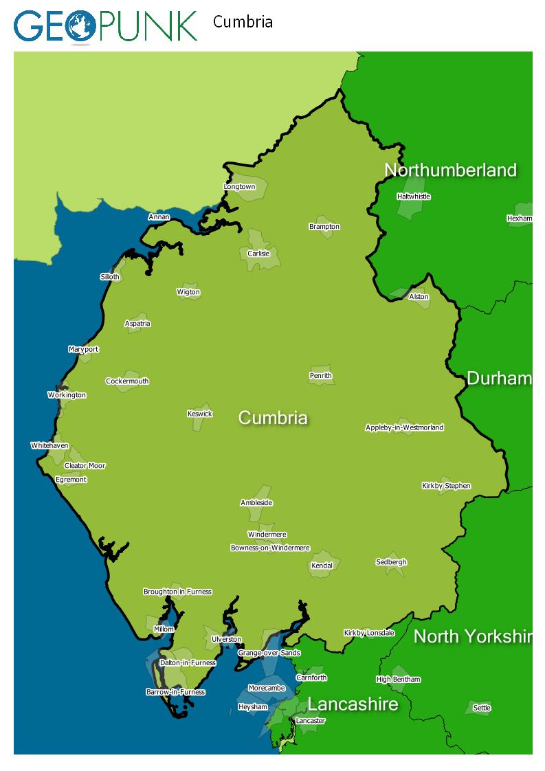map of Cumbria