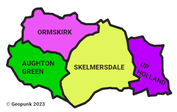 Map of ORMSKIRK, AUGHTON GREEN, SKELMERSDALE, and UP HOLLAND