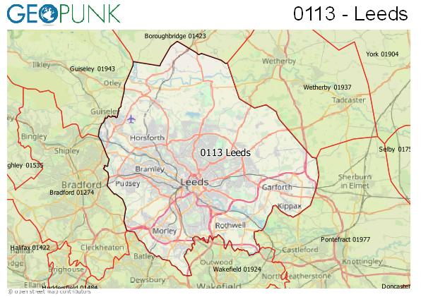 Map of the Leeds area code