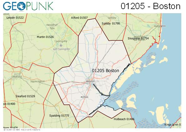 Map of the Boston area code