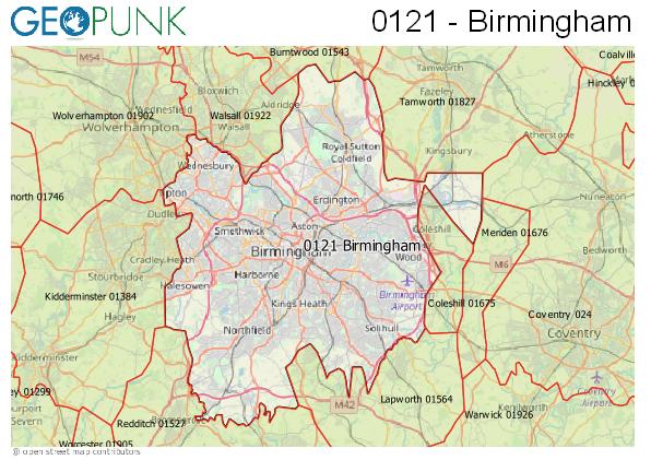 Map of the Birmingham area code