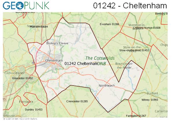 Map of the Cheltenham area code