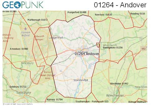 Map of the Andover area code