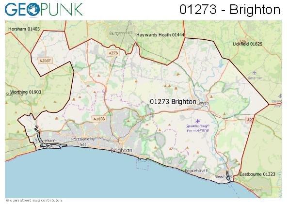 Map of the Brighton area code