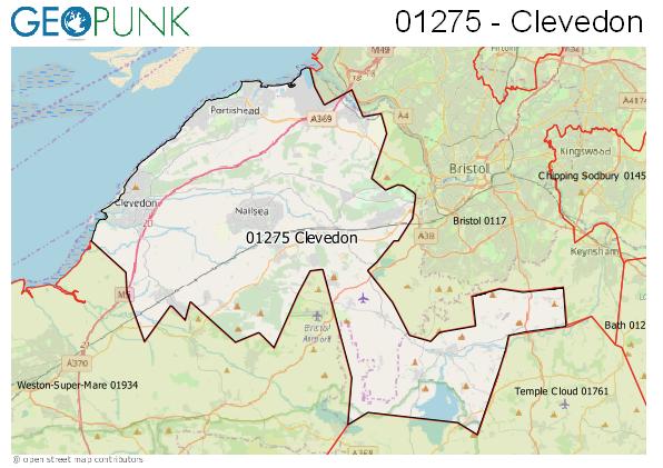 Map of the Clevedon area code
