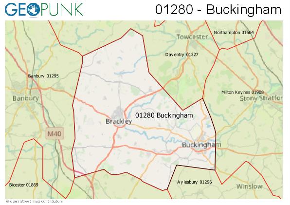Map of the Buckingham area code