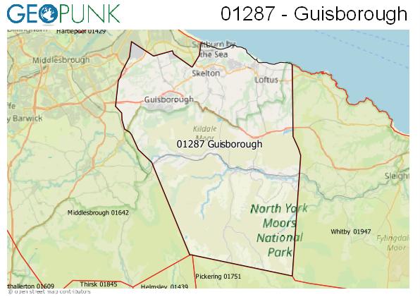 Map of the Guisborough area code