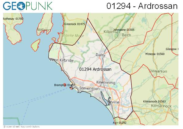 Map of the Ardrossan area code
