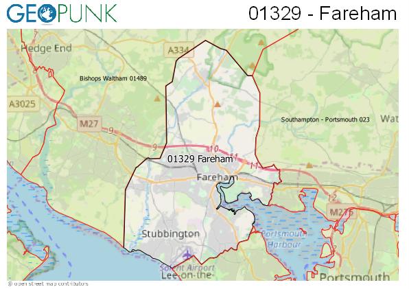 Map of the Fareham area code