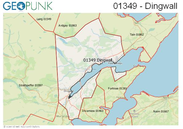 Map of the Dingwall area code