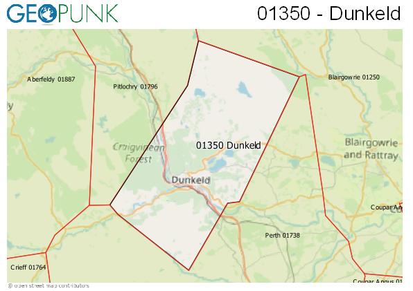 Map of the Dunkeld area code