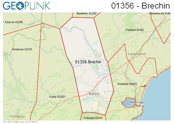 Map of the Brechin area code