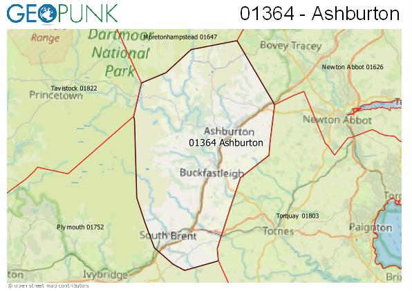 Map of the Ashburton area code