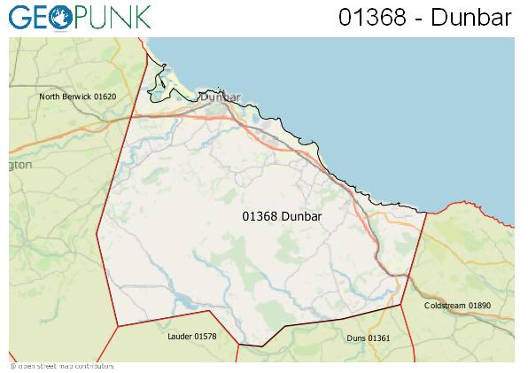 Map of the Dunbar area code
