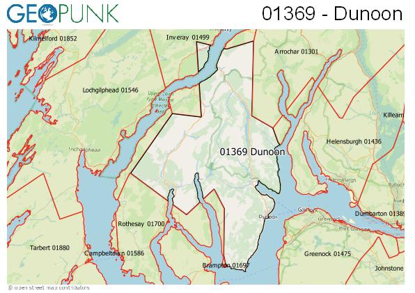Map of the Dunoon area code