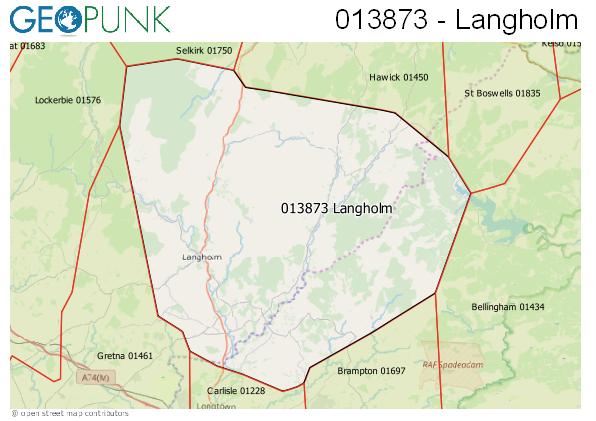 Map of the Langholm area code