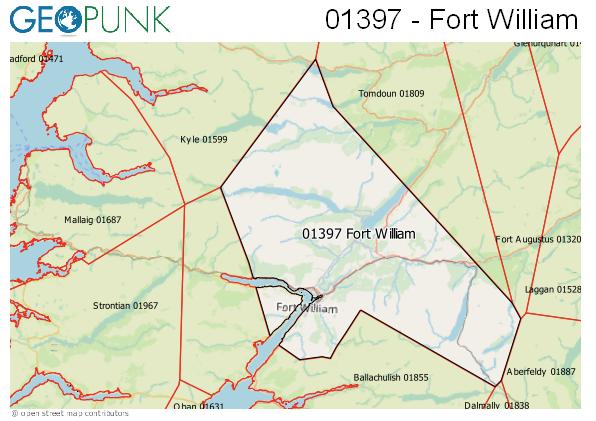 Map of the Fort William area code