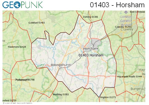 Map of the Horsham area code