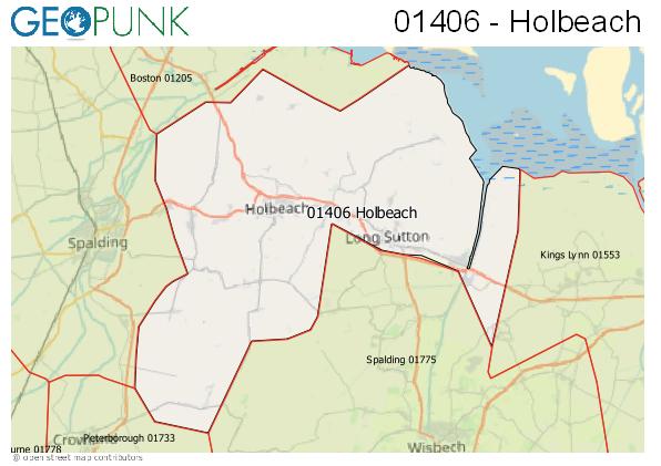 Map of the Holbeach area code