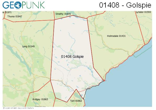 Map of the Golspie area code