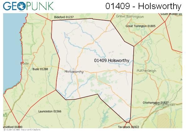 Map of the Holsworthy area code