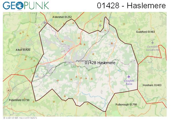 Map of the Haslemere area code