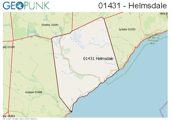 Map of the Helmsdale area code