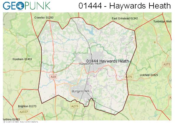 Map of the Haywards Heath area code