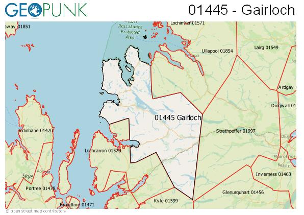 Map of the Gairloch area code