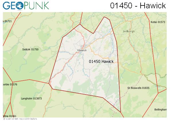Map of the Hawick area code