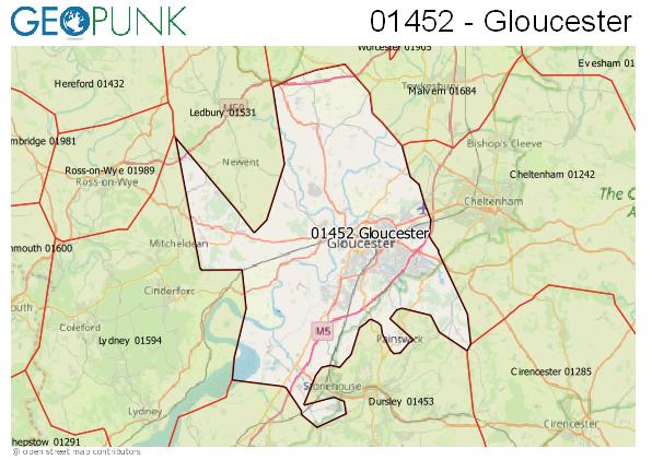 Map of the Gloucester area code