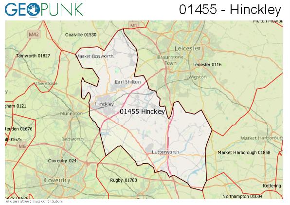 Map of the Hinckley area code