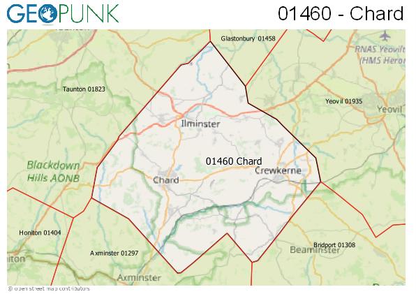 Map of the Chard area code