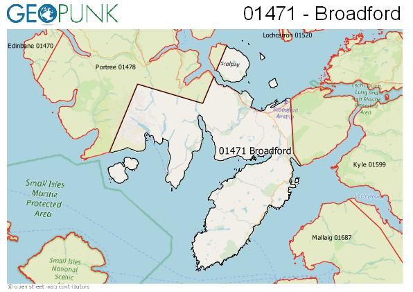Map of the Isle of Skye - Broadford area code