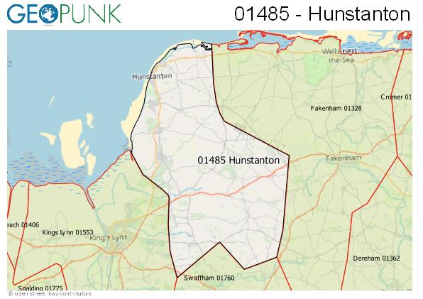 Map of the Hunstanton area code
